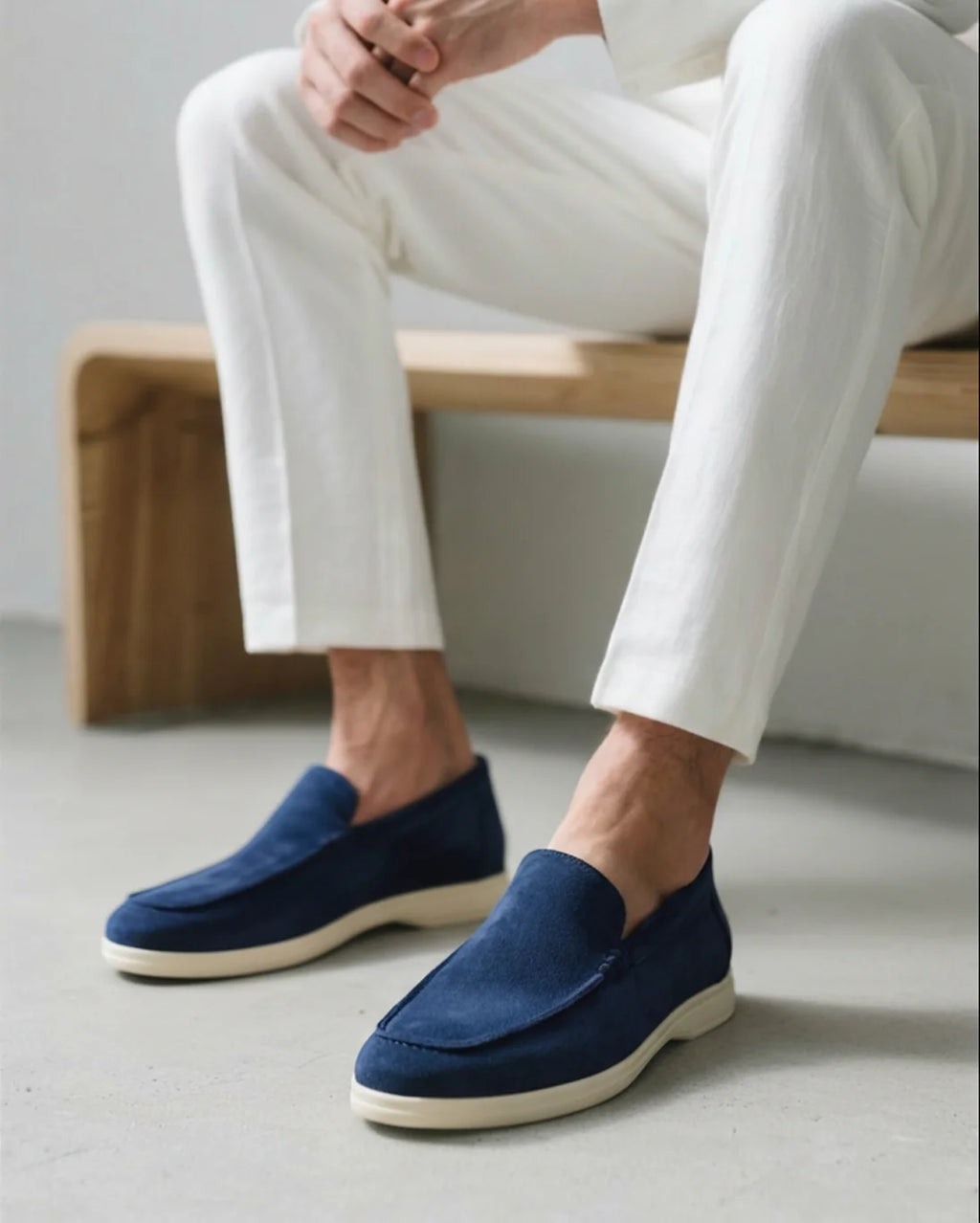 Navy Suede Loafers