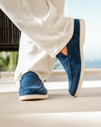Navy Suede Loafers