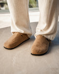 Beige Suede Clogs