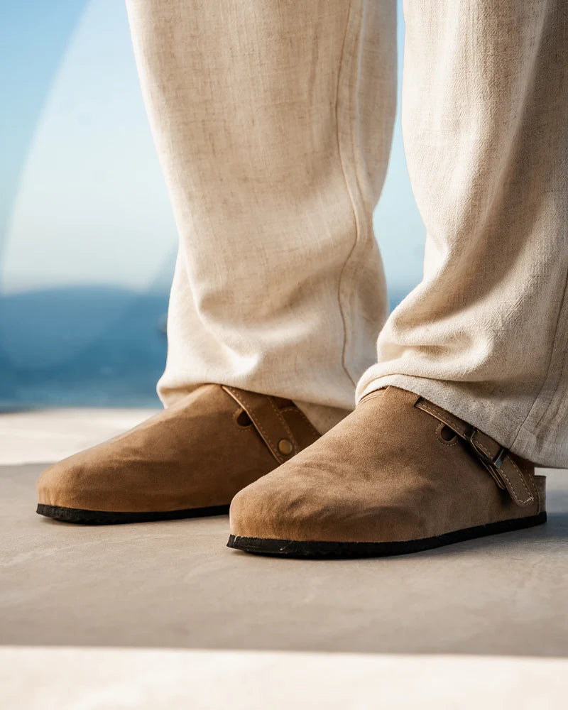 Beige Suede Clogs