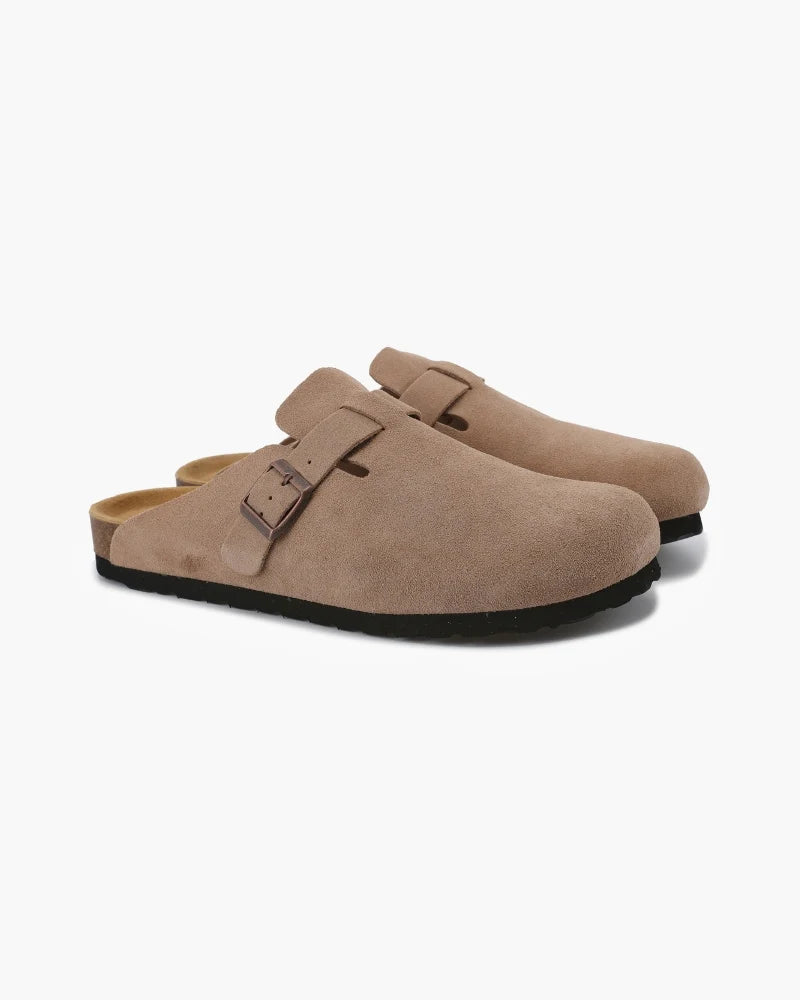 Beige Suede Clogs