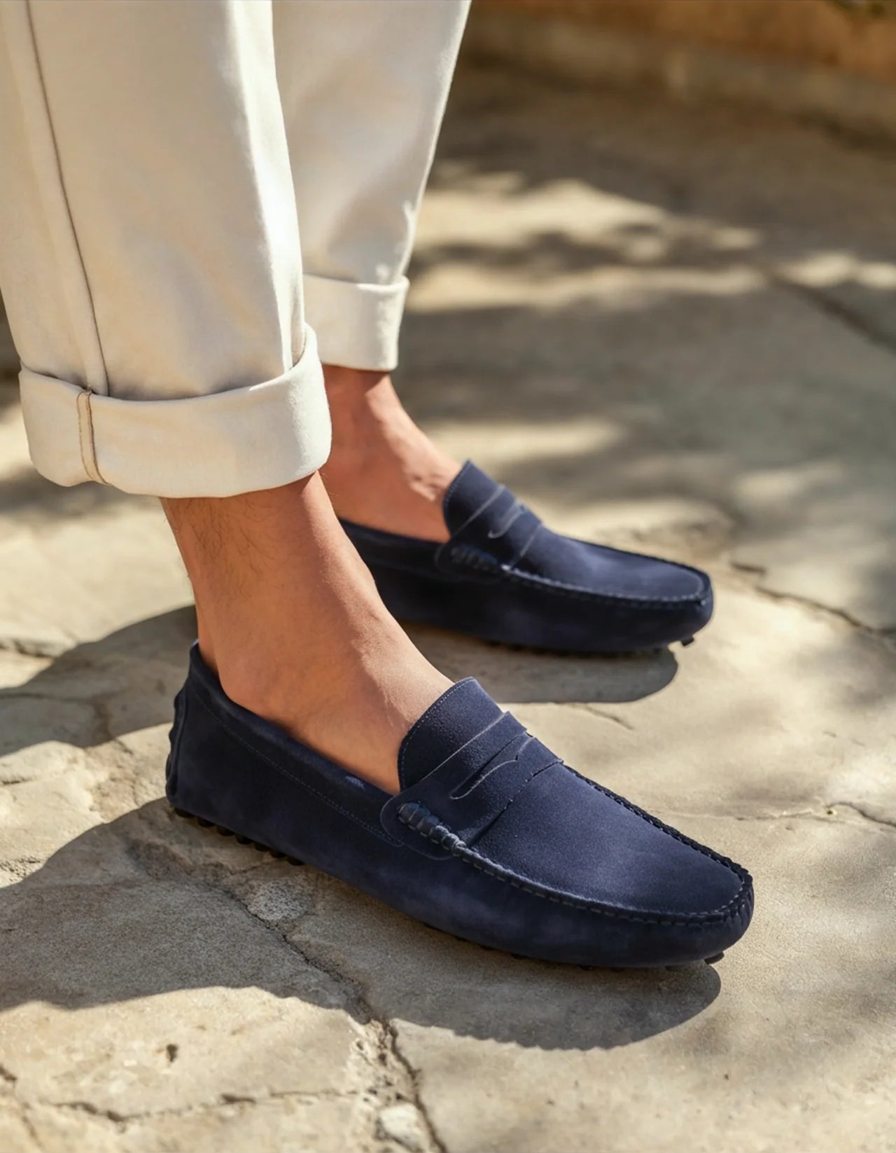 Suede Driver Loafers - Navy