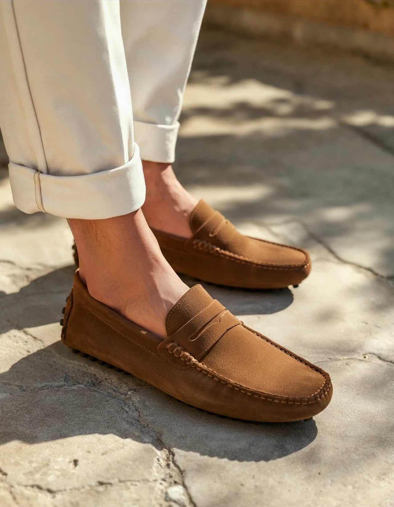 Suede Driver Loafers - Brown