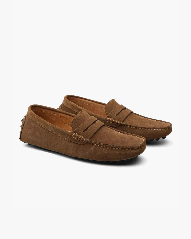 Suede Driver Loafers - Brown